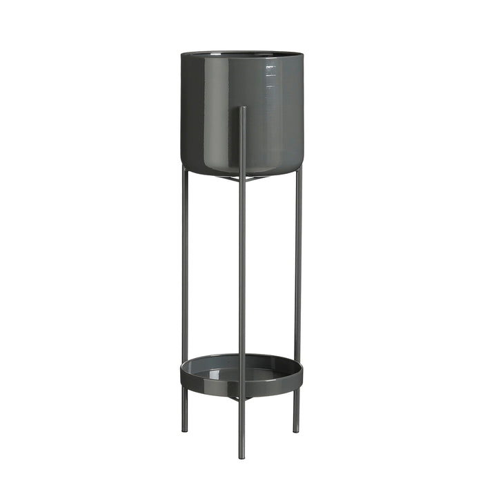 Mica Decorations Colyn Bloempot - H60 x Ø19 cm - IJzer - Zwart