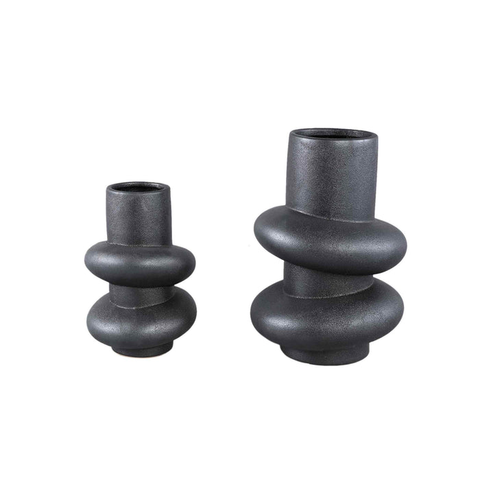 PTMD Bloempot Evonne - 22x22x34 cm - Keramiek - Zwart