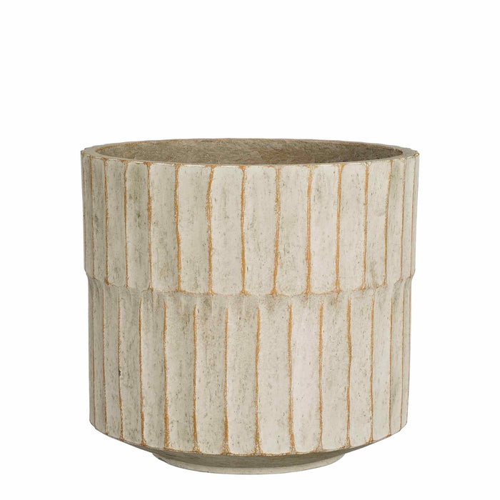 Mica Decorations Bloempot Apiro - 24.5x24.5x22 cm - cement - Gebroken Wit