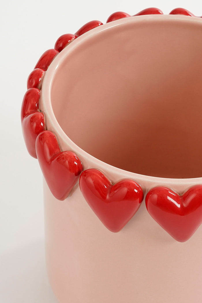 Mica Decorations Bloempot - H18 x Ø21 cm - Dolomiet - Roze, Rood