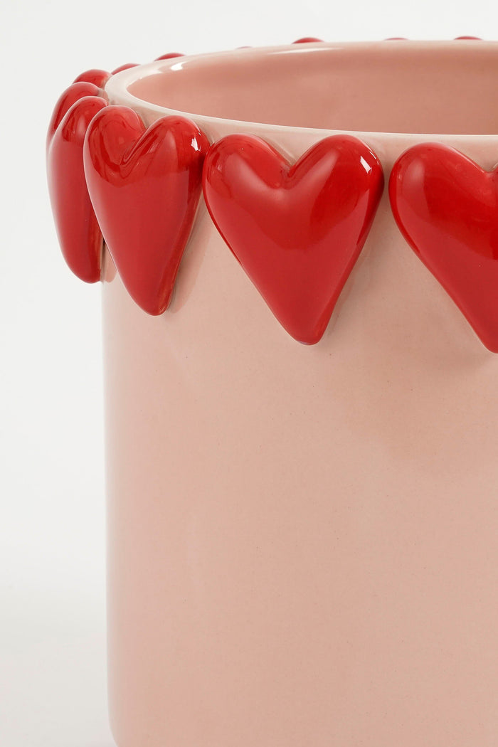 Mica Decorations Bloempot - H18 x Ø21 cm - Dolomiet - Roze, Rood