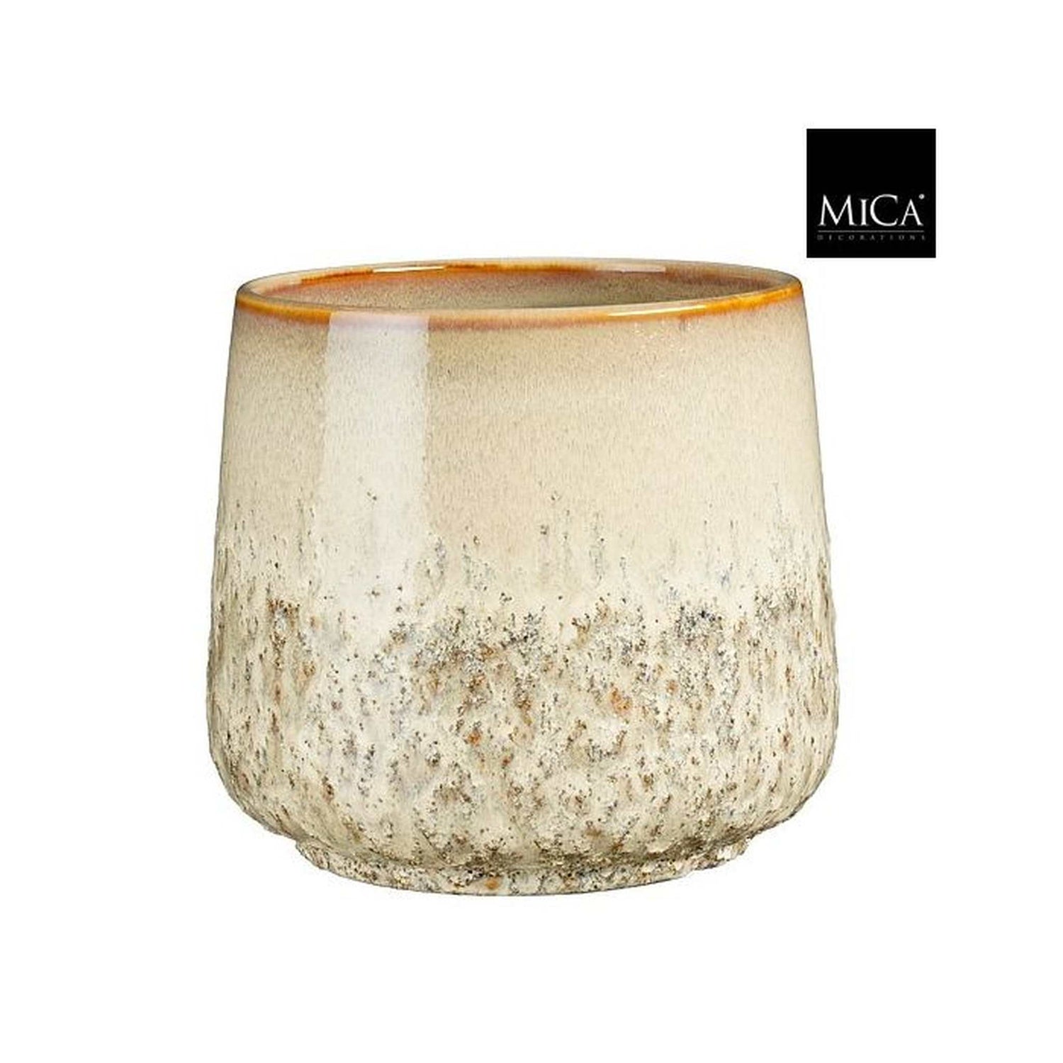 Mica Decorations Bloempot Mylo - 20.5x20.5x19 cm - Keramiek - Beige