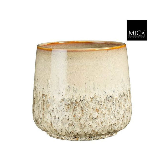 Mica Decorations Bloempot Mylo - 20.5x20.5x19 cm - Keramiek - Beige