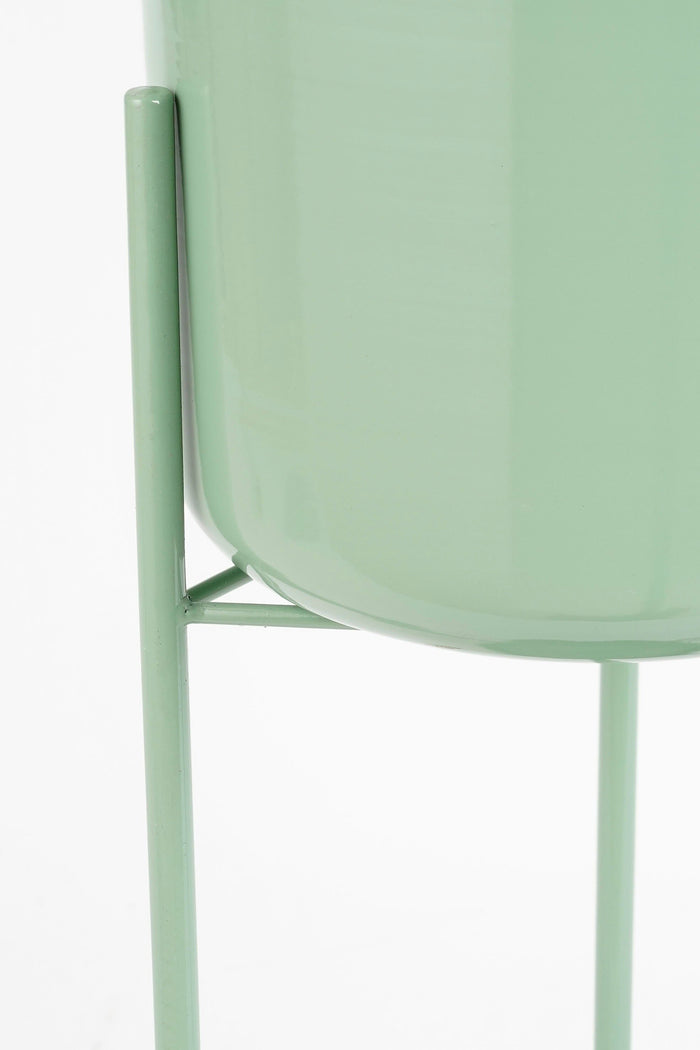 Mica Decorations Colyn Bloempot - H60 x Ø19 cm - IJzer - Mintgroen