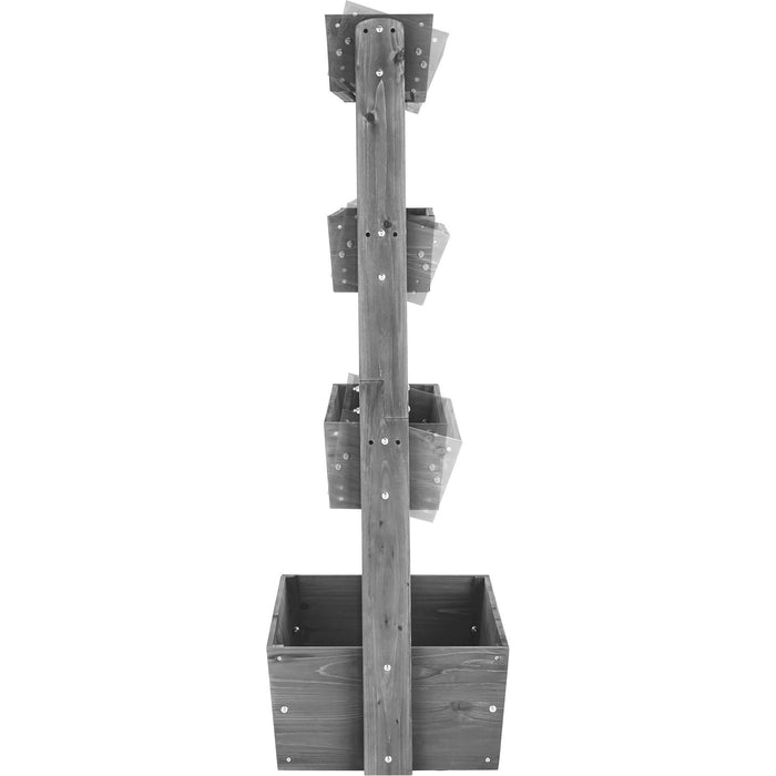 tectake® Plantenbak Flora, gelakt hout, met plantenfolie - Grijs