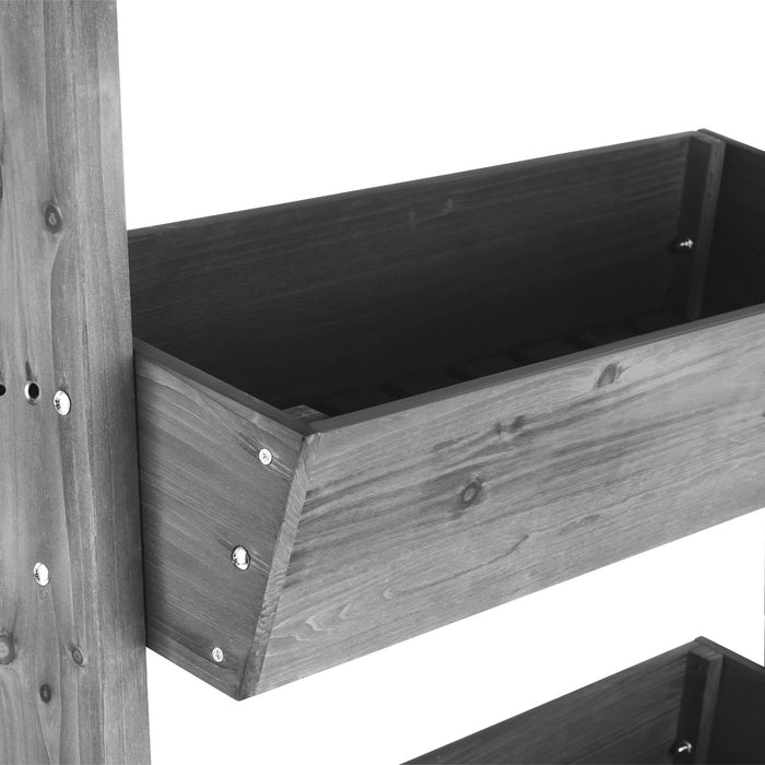 tectake® Plantenbak Flora, gelakt hout, met plantenfolie - Grijs