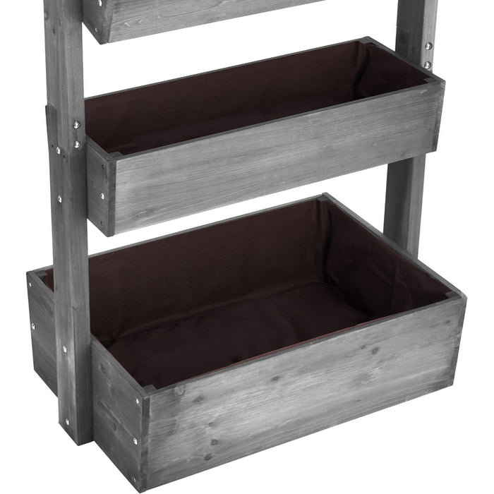 tectake® Plantenbak Flora, gelakt hout, met plantenfolie - Grijs