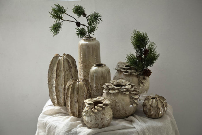 PTMD Bloempot Anaide - 14x14x18 cm - Keramiek - Creme