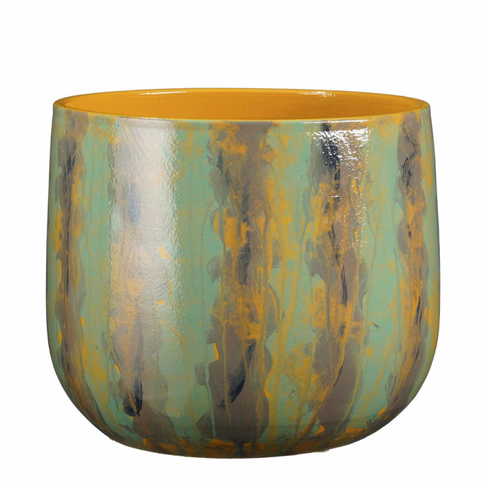 Mica Decorations Bloempot Nigel - 33x33x28 cm - Terracotta - Groen