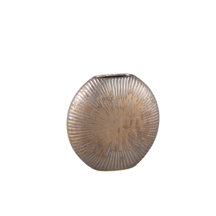 PTMD Bloempot Romin - 22x6x22 cm - Keramiek - Brons