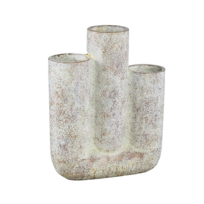 PTMD Bloempot Pipes - 27x10x35 cm - Cement - Creme