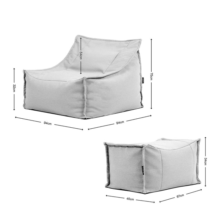 icon Alto Zitzak Fauteuil met Poef - Olefin Binnen en Buiten - Beige