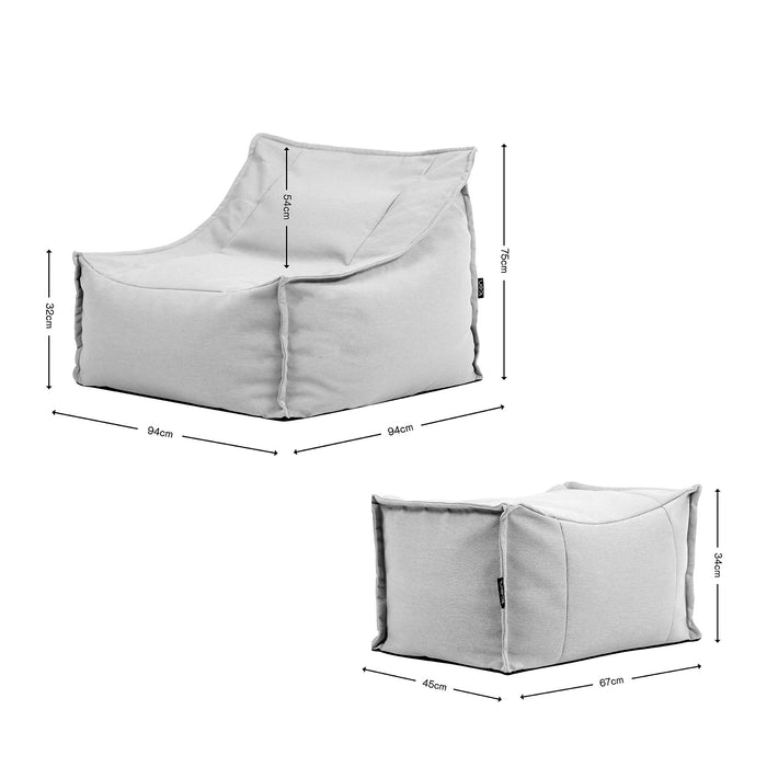 icon Alto Zitzak Fauteuil met Poef - Olefin Binnen en Buiten - Kaki