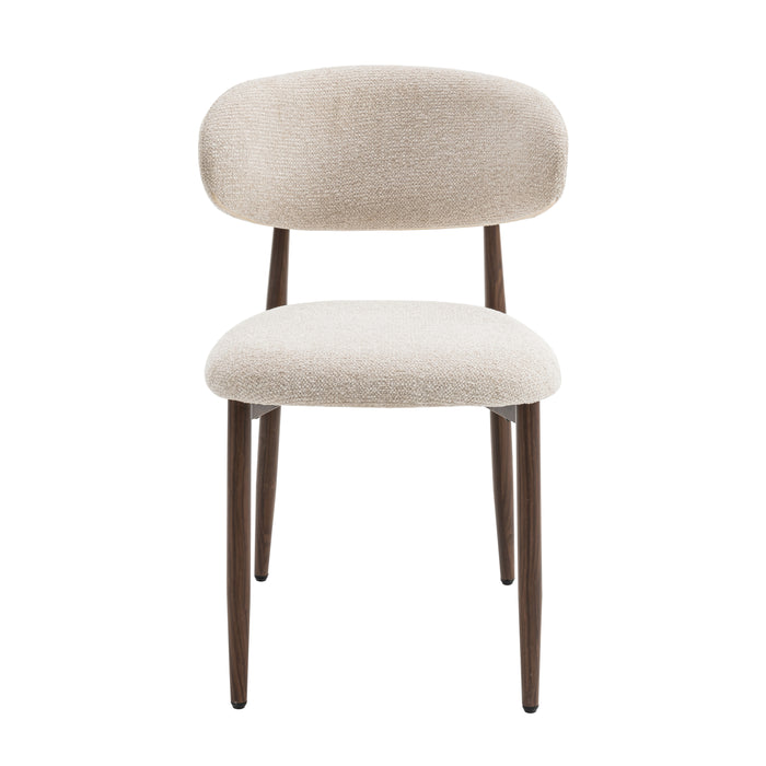 Celia - Eetkamerstoelen Beige Walnoot Set van 2