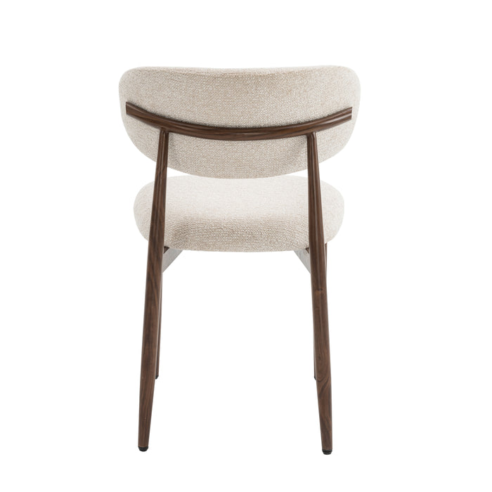 Celia - Eetkamerstoelen Beige Walnoot Set van 2