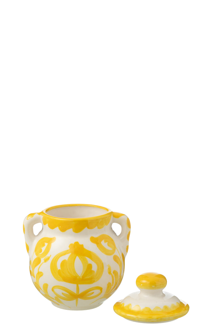 J-Line voorraadpot Granada - keramiek - wit|geel