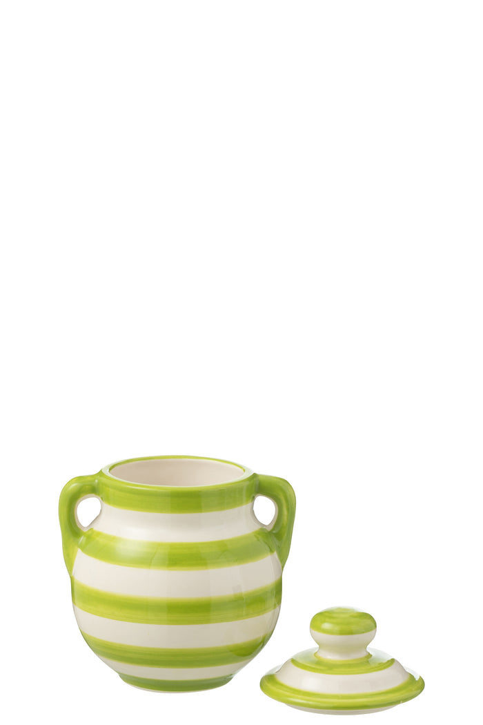 J-Line voorraadpot Granada Stripes - keramiek - wit|groen