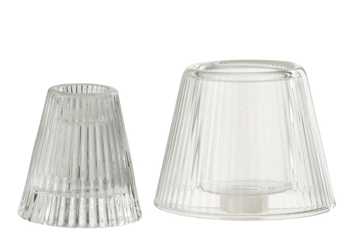 J-Line theelichthouder Hoed - glas - transparant