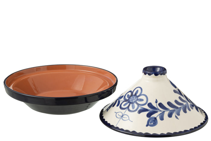 J-Line tajine Granada - keramiek - wit|blauw