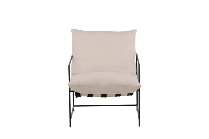 Rebellenclub Amore Fauteuil - Beige met Zwart Stalen Frame
