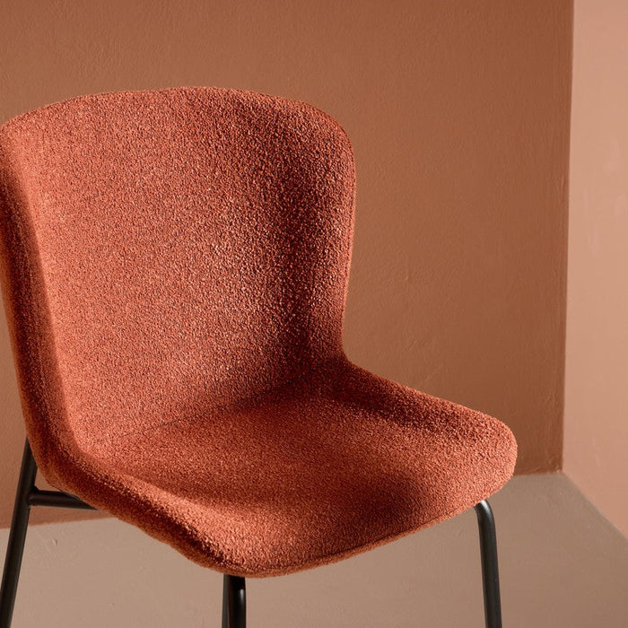 Rebellenclub Drammen Eetkamerstoel - Set van 2 - RoodBruin BouclŽ