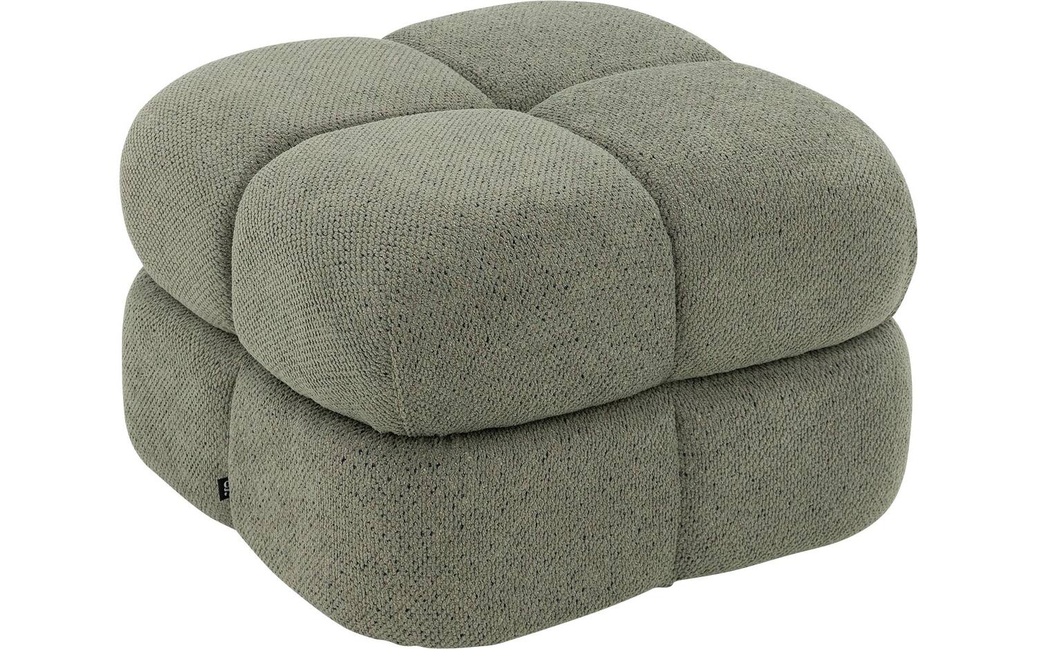 Goossens Hocker Simone in stof gemeleerd grof geweven sage
