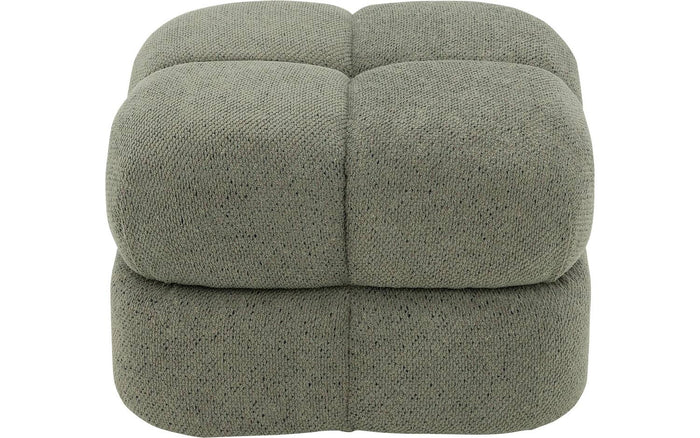 Goossens Hocker Simone in stof gemeleerd grof geweven sage