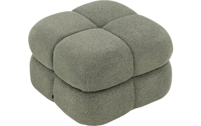 Goossens Hocker Simone in stof gemeleerd grof geweven sage