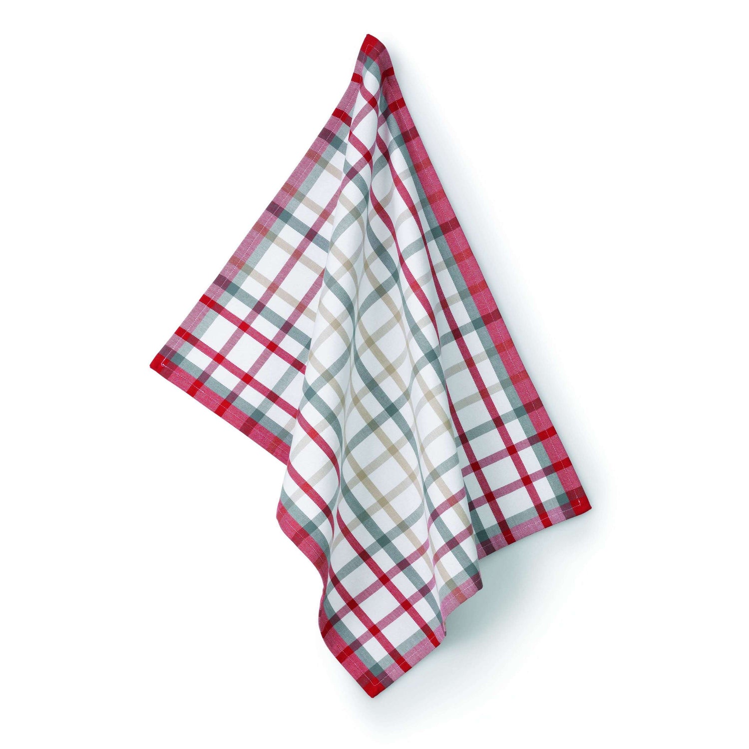 Theedoek, Set van 4 stuks, Katoen, Grijs, Groen, Rood, 70 x 70 cm - Ke