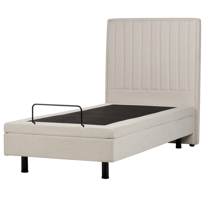 Beliani-DUKE II-Bed verstelbaar-Lichtbeige-90 x 200 cm-Polyester
