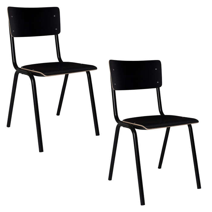 Zuiver Back To School HPL Eetkamerstoelen Zwart - Set van 4