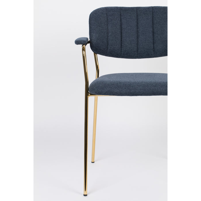 Housecraft Jolien Eetkamerstoelen Goud|Donker Blauw - Set van 2