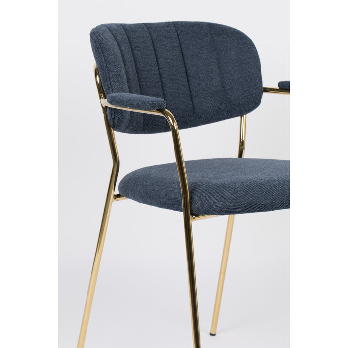 Housecraft Jolien Eetkamerstoelen Goud|Donker Blauw - Set van 2
