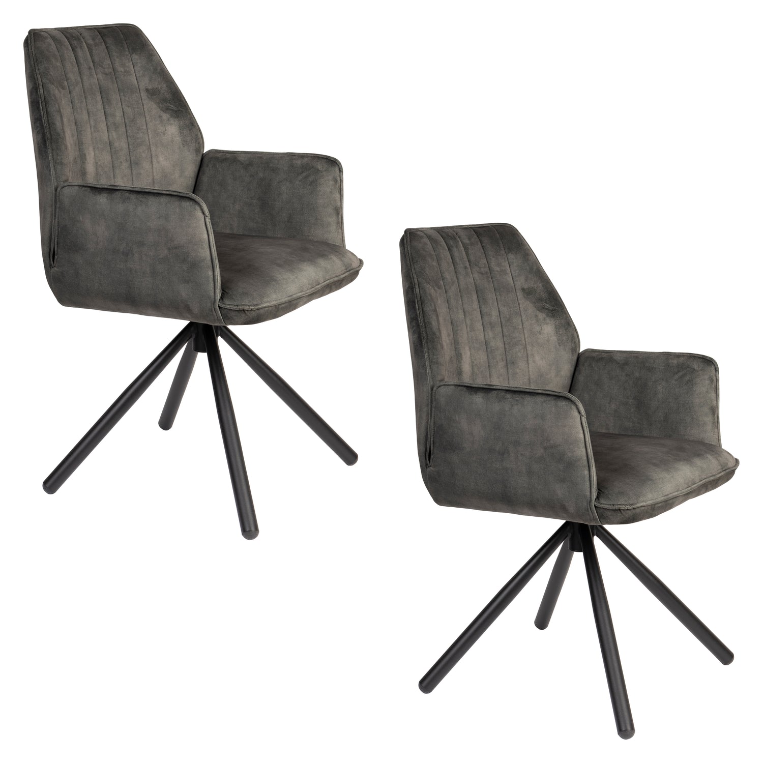 Housecraft Jamie Eetkamerstoelen armleuning Groen - Set van 2