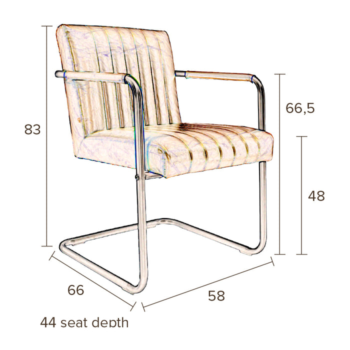 Dutchbone Stitched Eetkamerstoel Donker Grijs - Set van 2