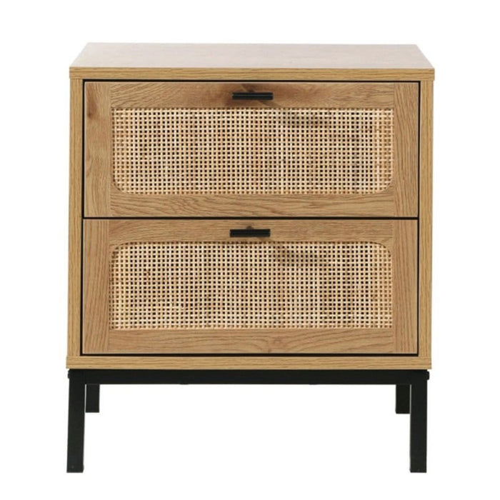Calicosy - Nachtkastje Jaya - Met 2 rieten lades