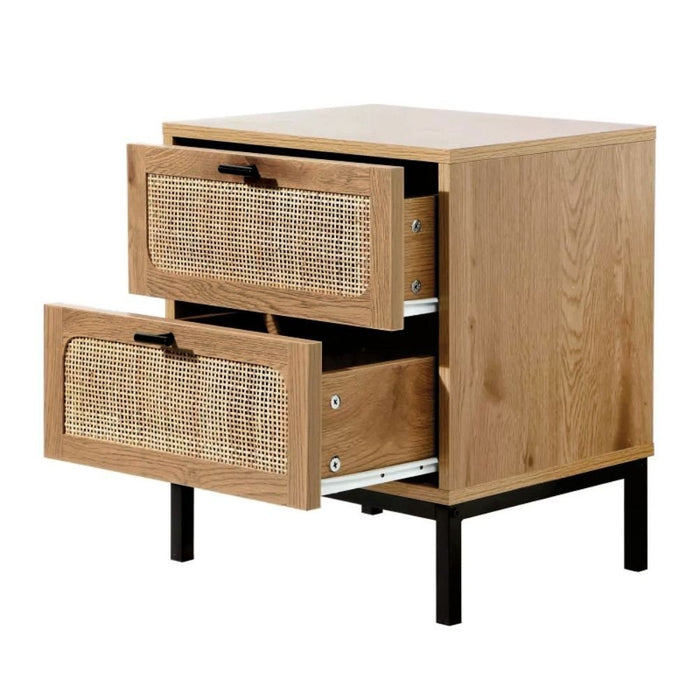 Calicosy - Nachtkastje Jaya - Met 2 rieten lades
