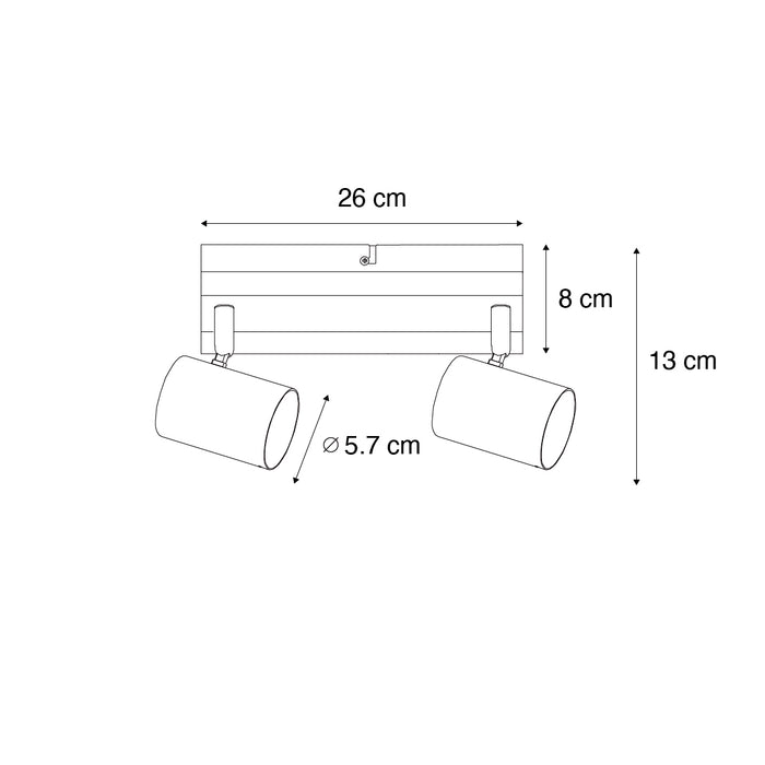 QAZQA Plafondlamp zwart met hout 2-lichts verstelbaar rechthoekig -