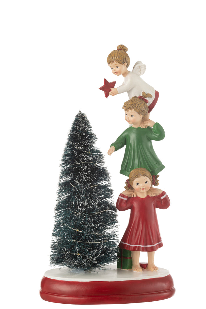 J-Line decoratie Engelen Boom - polyresin - mix - LED