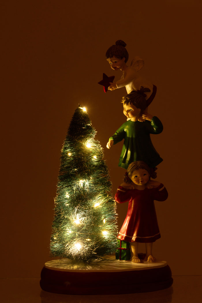 J-Line decoratie Engelen Boom - polyresin - mix - LED