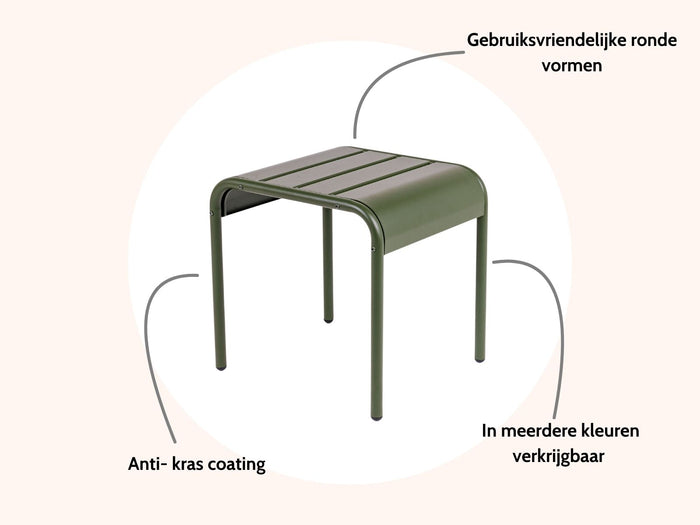 MaximaVida metalen bijzettafel krukje Max 45 cm olijfgroen