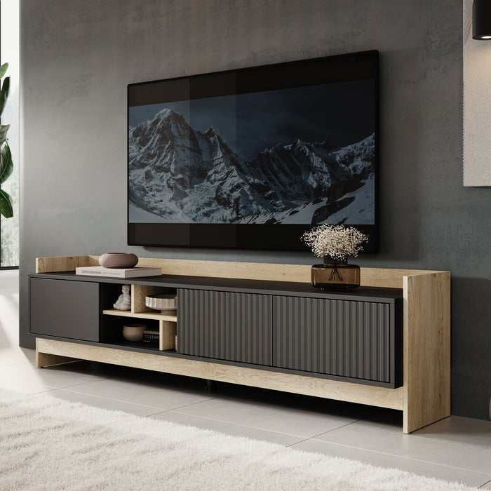 Meubella - TV-Meubel Benz - Zwart - 190 cm