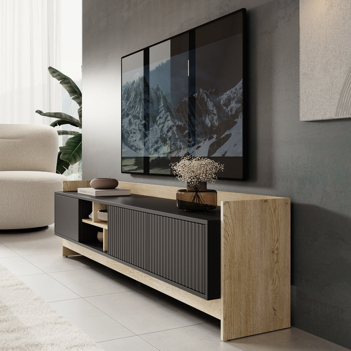 Meubella - TV-Meubel Benz - Zwart - 190 cm