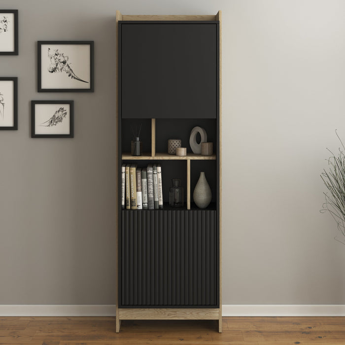 Meubella - Vitrinekast Benz - Zwart - 59 cm