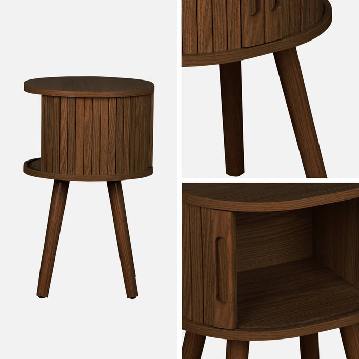 sweeek - Scandinavisch nachtkastje hout decor 2 schuifdeuren (set van