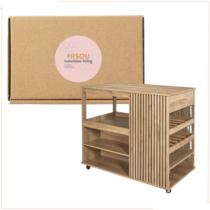 MISOU Klaus Keukeneiland met Lades Opbergkast op Wieltjes Werkblad...