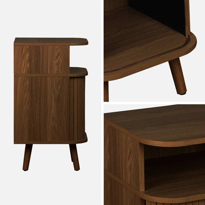 sweeek - Scandinavisch nachtkastje houtdecor 2 schuifdeuren