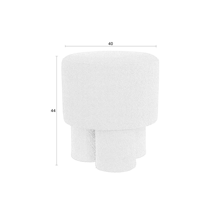 Giga Meubel - Poef Wit Bouclé - 40x40x44cm - Marcos