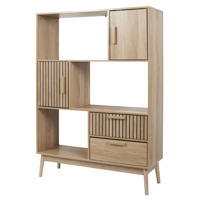 MISOU Klaus Wandkast met Lades Open Vakkenkast met 5 Vakken Boekenk...