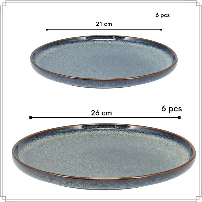 OTIX Serviesset 12-delig Bordenset 6-persoons Ontbijtborden Dinerbo...